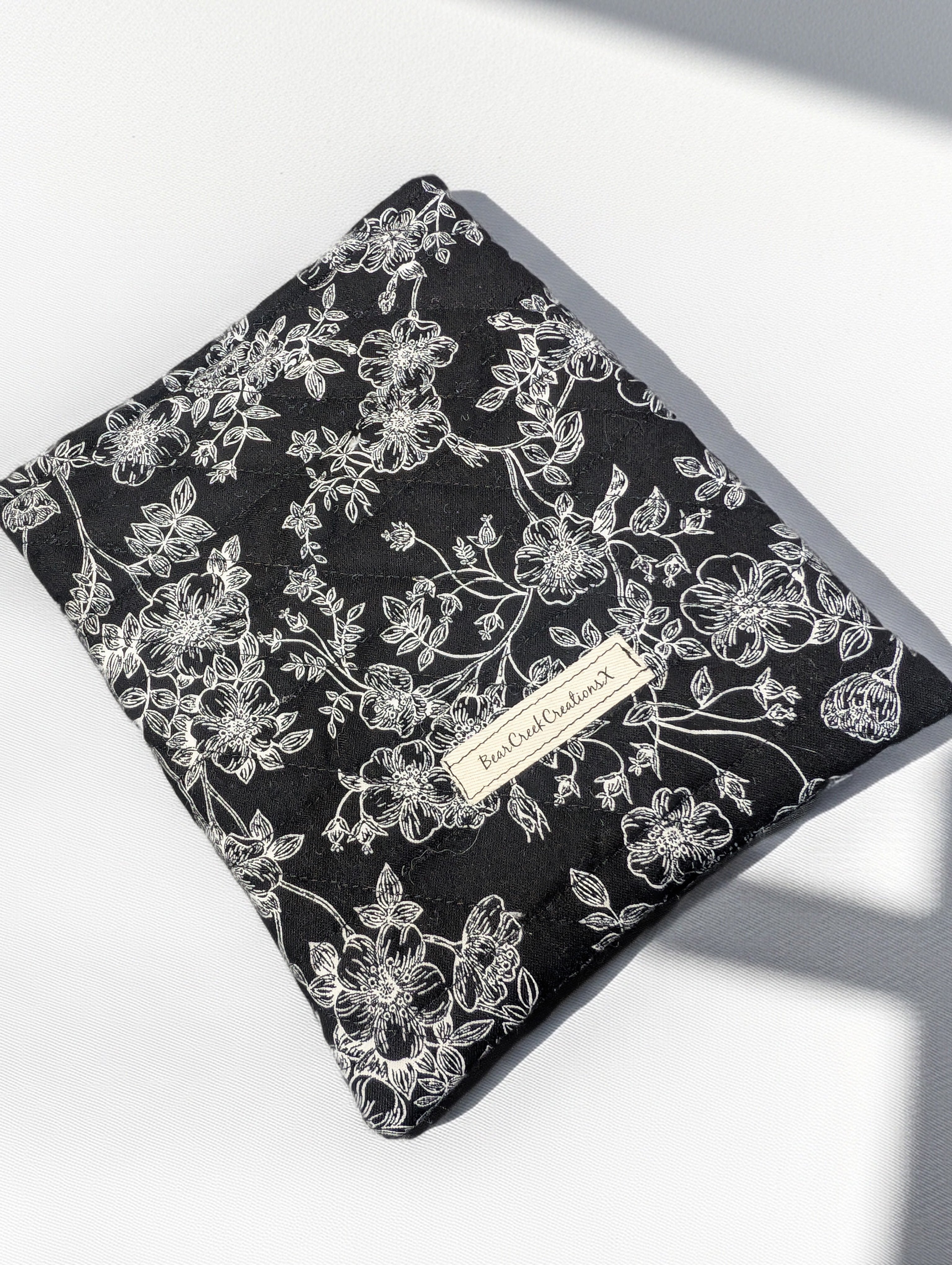 Black Quilted Floral Kindle Sleeve