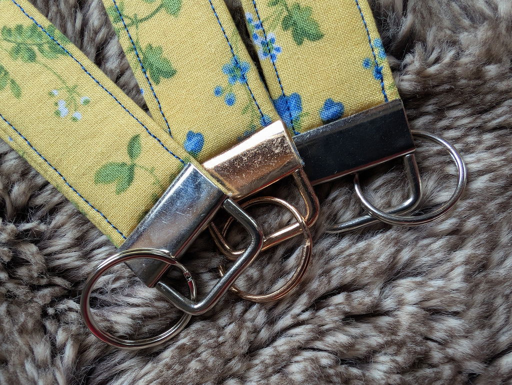 Yellow/Blue Floral Wristlet